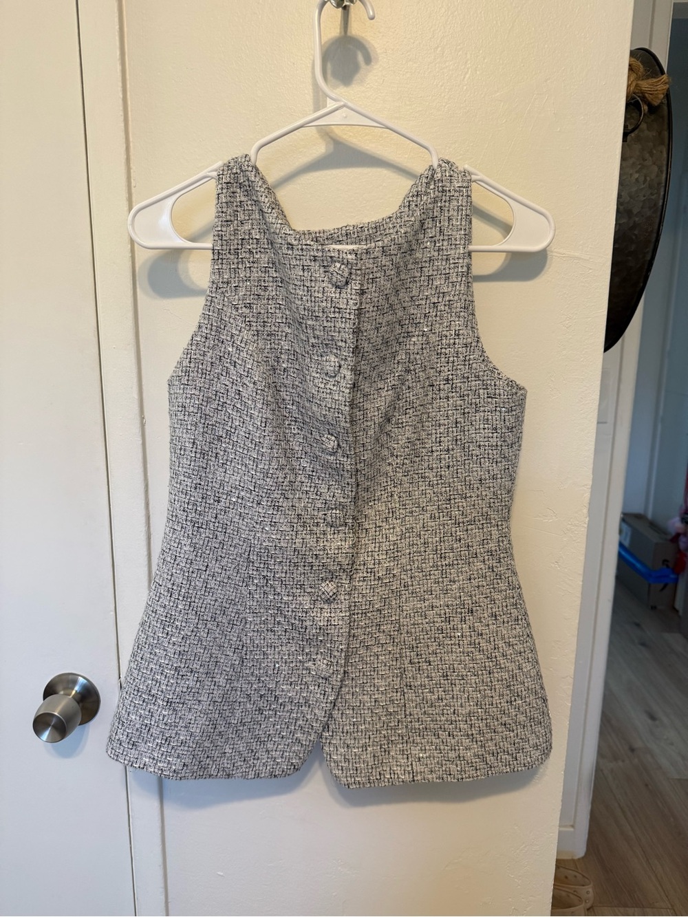 Commense Silver-Gray Tweed Vest